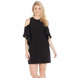 SIZE:M MUDPIE BLACK DYNAMIC SLV COLD SHOULDER "BIRDIE" RUFFLE DRESS